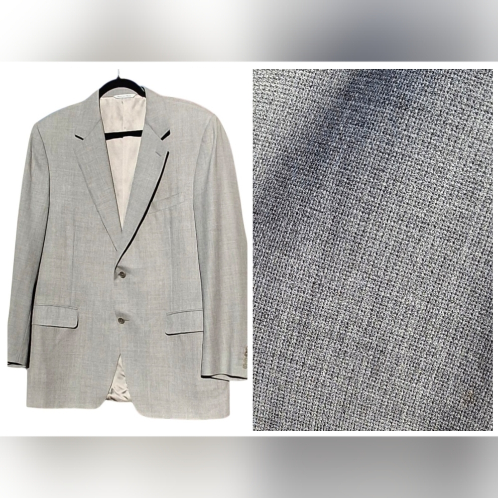 Canali Travel Single Breasted 2-button Grey Wool Suit Blazer  Men Size US 44R